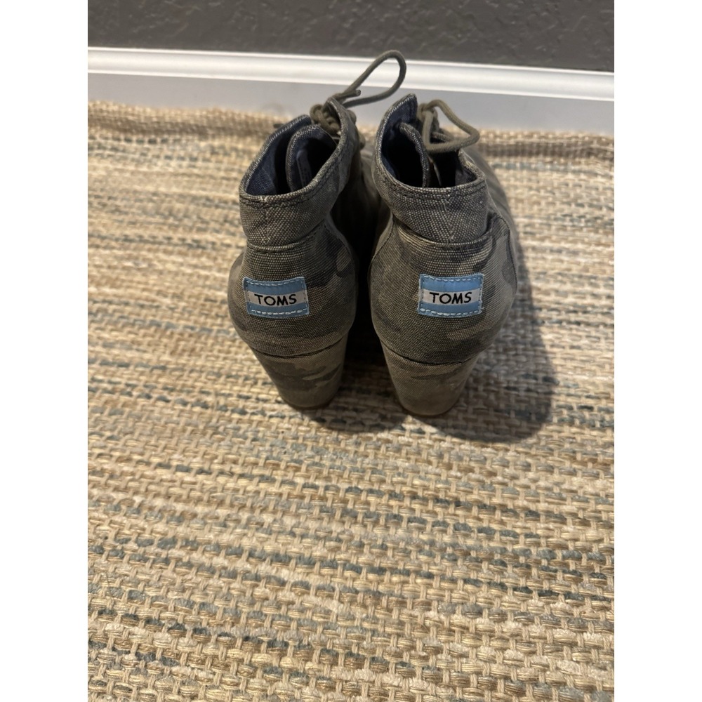 Toms Washed Desert Camo Canvas Wedge Booties Size 10 - Picture 2 of 4